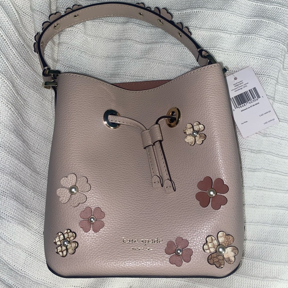 NWT Kate Spade Eva Pearl Flower Cutout Warmbeige